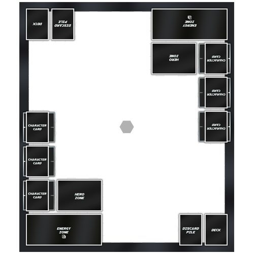 A frame with a more 'vertical' card zone placement. Things are pushed to the edges.